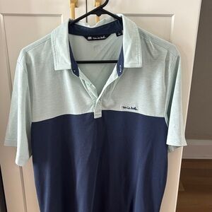 Travis Mathew Two-Tone Polo in Mint Green and Navy